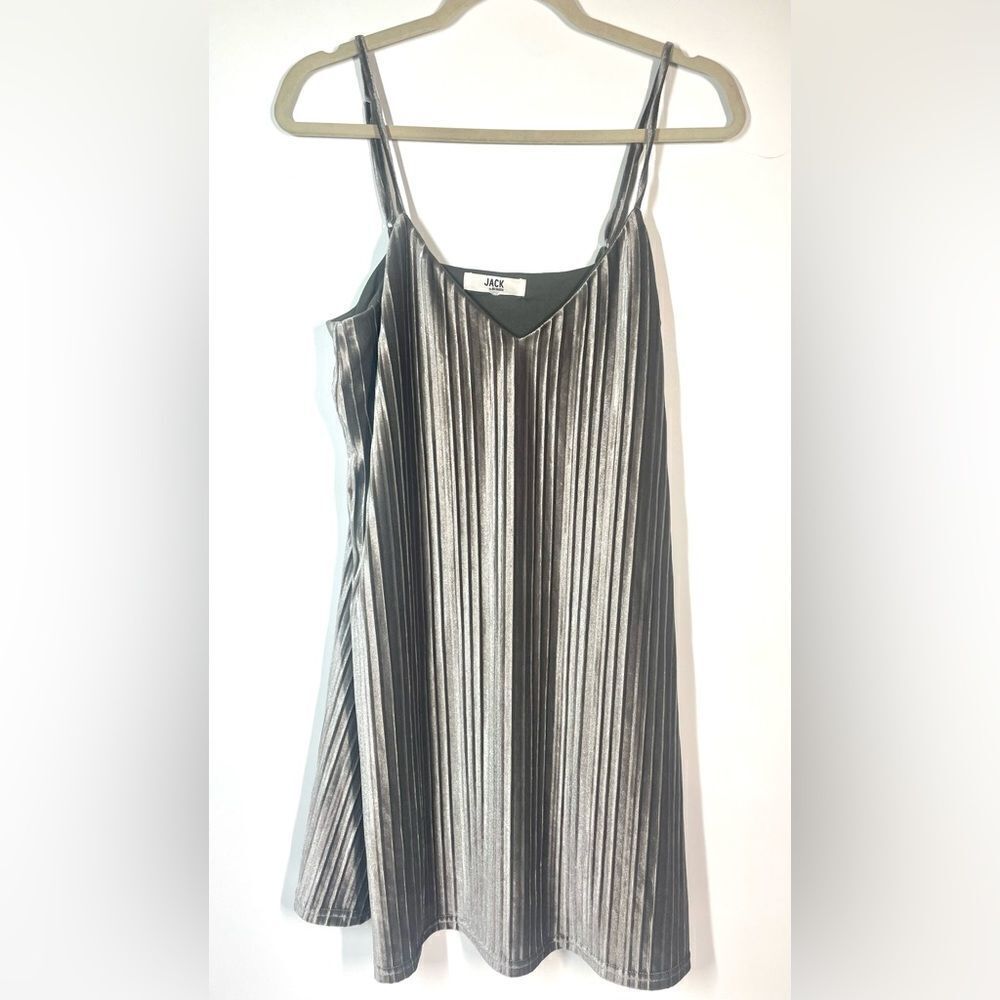 JACK BB Dakota Soft Shiny Silver Mini Shift Dress Women Size Large